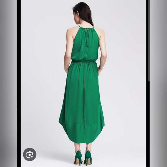 Banana Republic Size 2 Colorblock Emerald Green Patio Dress - Picture 3 of 17